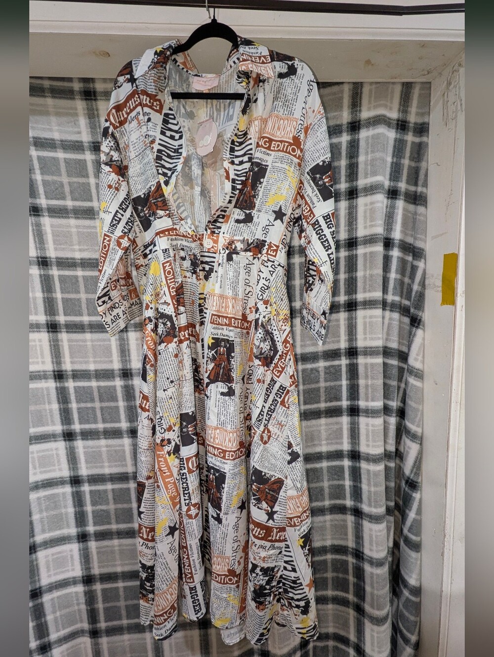 Newspaper Print Maxi Dress